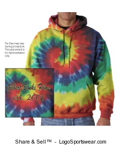 Adult GILBERT BANKS FILMS Embroidered Tie Dye Hooded Sweatshirt Design Zoom